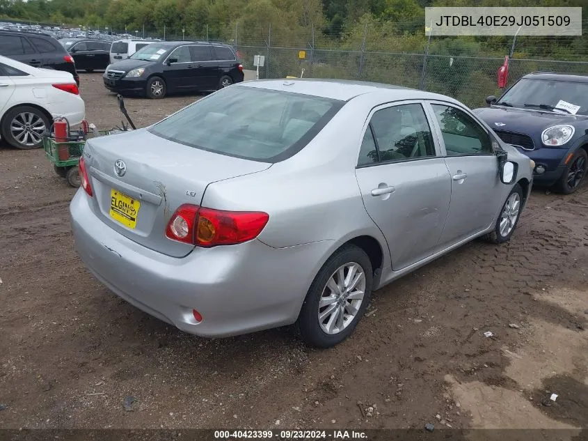 2009 Toyota Corolla Le VIN: JTDBL40E29J051509 Lot: 40423399