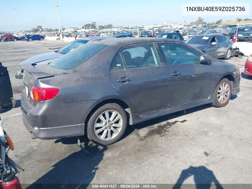 2009 Toyota Corolla S VIN: 1NXBU40E59Z025736 Lot: 40431527