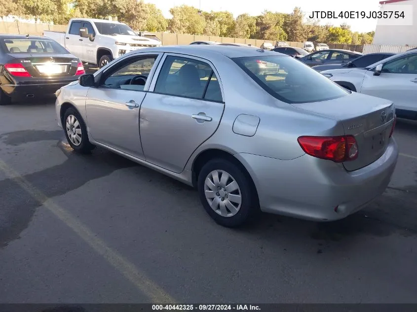 2009 Toyota Corolla VIN: JTDBL40E19J035754 Lot: 40442325