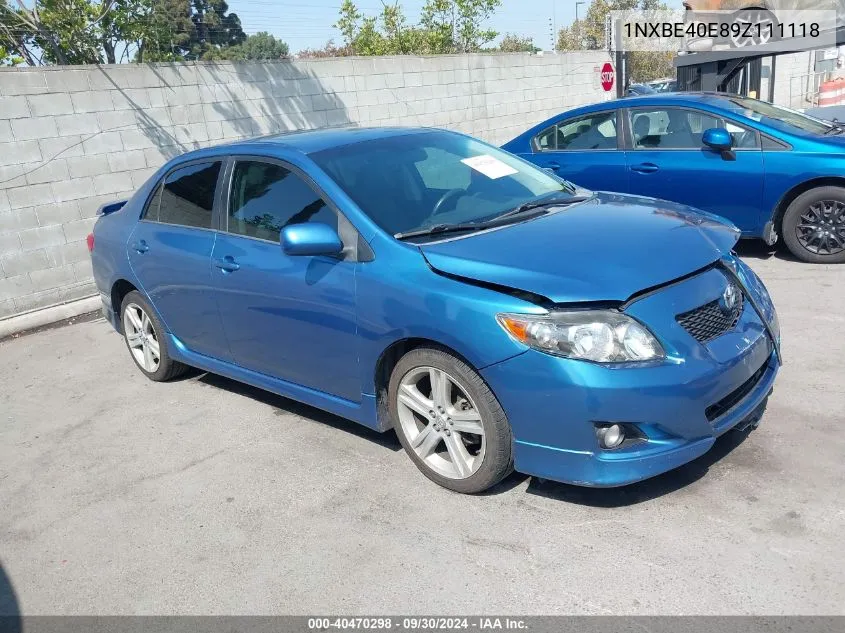 2009 Toyota Corolla Xrs VIN: 1NXBE40E89Z111118 Lot: 40470298