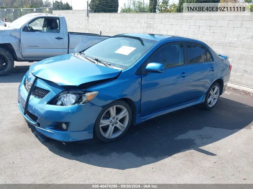 2009 Toyota Corolla Xrs VIN: 1NXBE40E89Z111118 Lot: 40470298