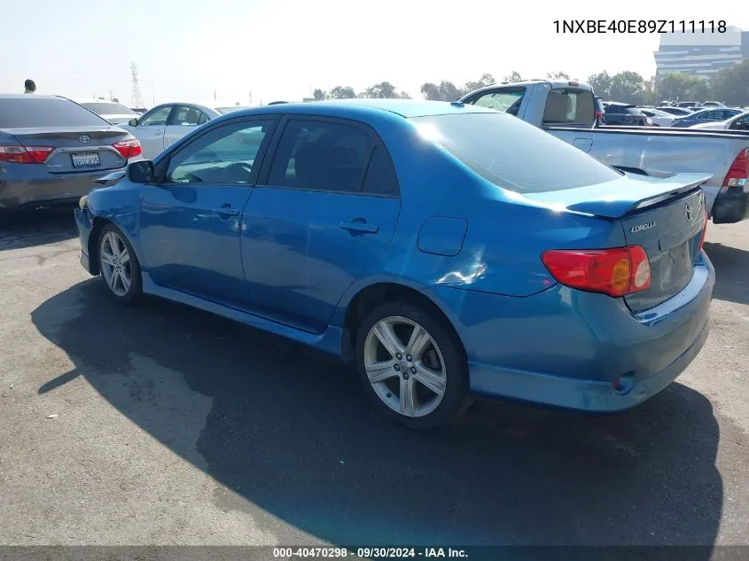 1NXBE40E89Z111118 2009 Toyota Corolla Xrs