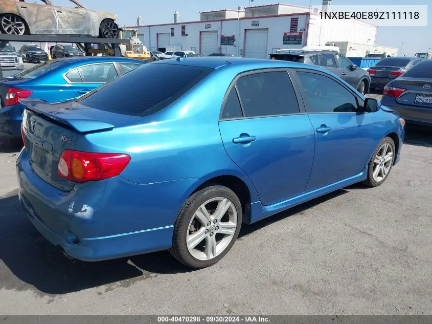 1NXBE40E89Z111118 2009 Toyota Corolla Xrs