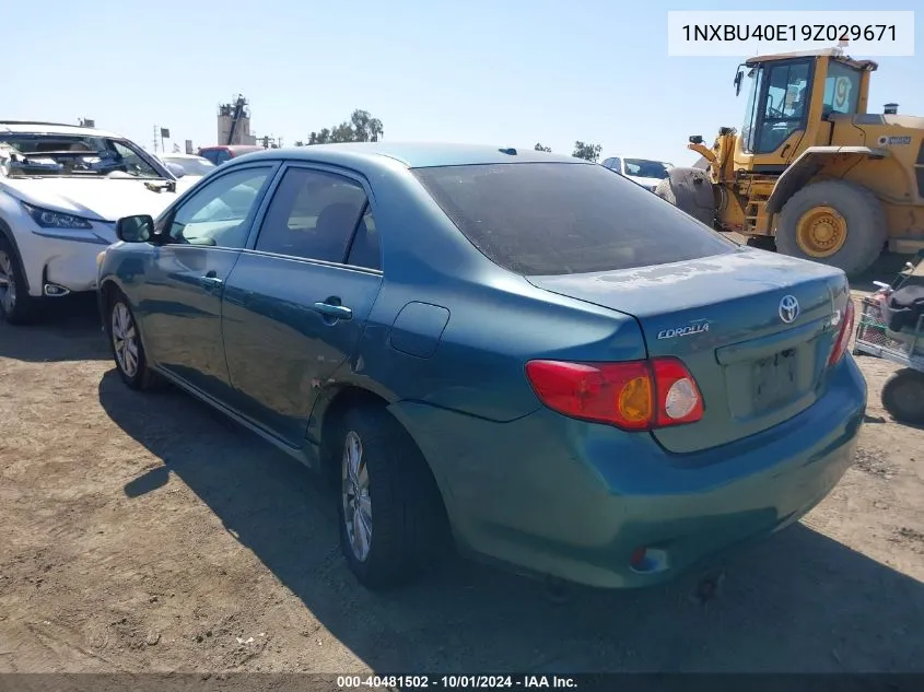 2009 Toyota Corolla Le VIN: 1NXBU40E19Z029671 Lot: 40481502