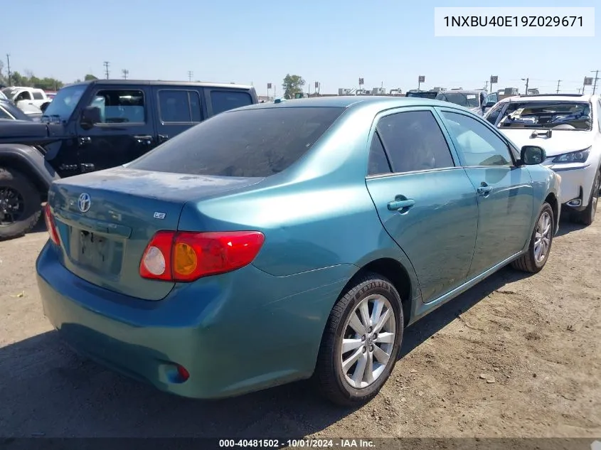 2009 Toyota Corolla Le VIN: 1NXBU40E19Z029671 Lot: 40481502