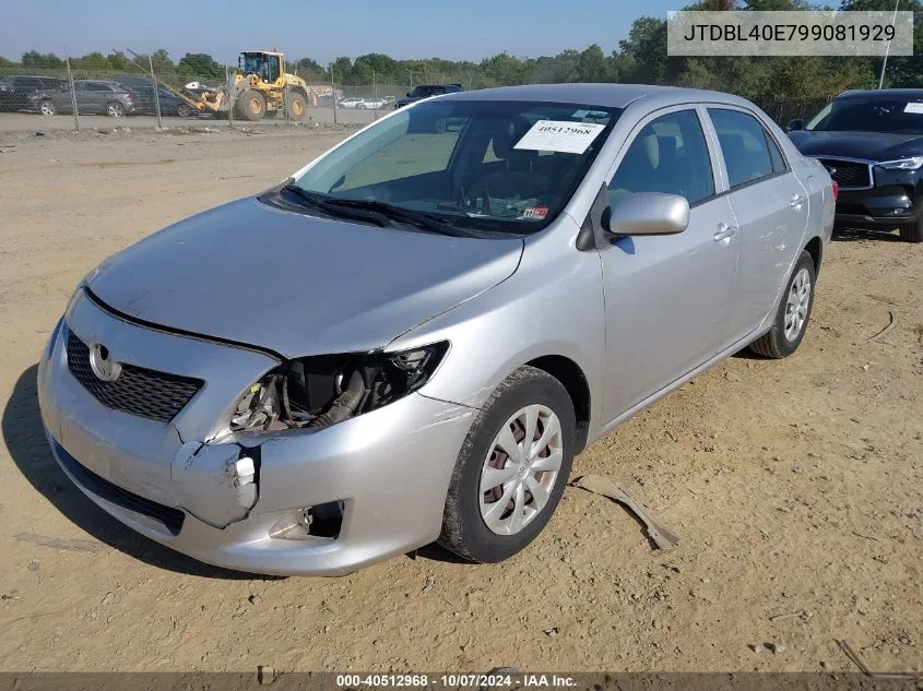 2009 Toyota Corolla Le VIN: JTDBL40E799081929 Lot: 40512968