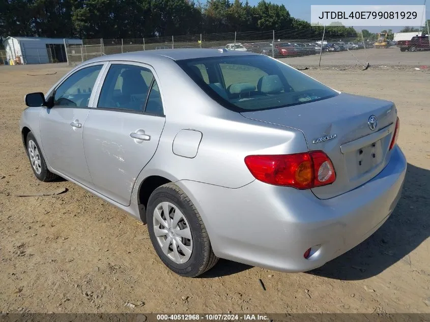 JTDBL40E799081929 2009 Toyota Corolla Le