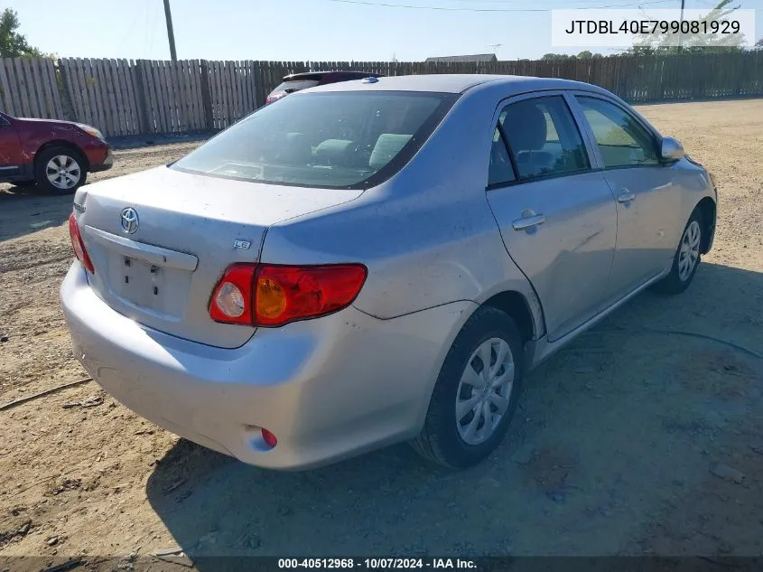 2009 Toyota Corolla Le VIN: JTDBL40E799081929 Lot: 40512968