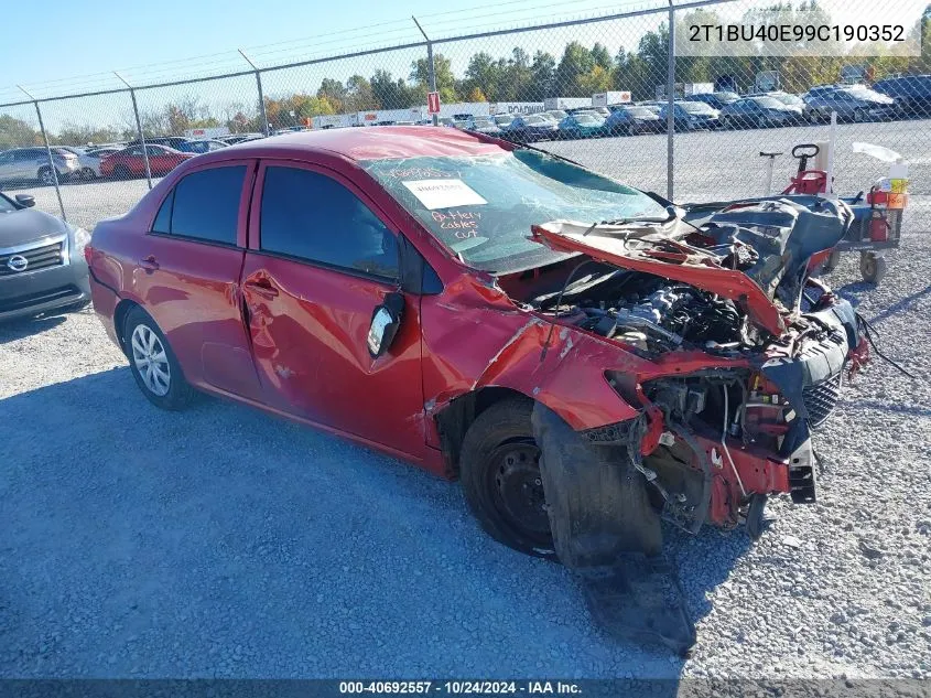 2009 Toyota Corolla Le VIN: 2T1BU40E99C190352 Lot: 40692557