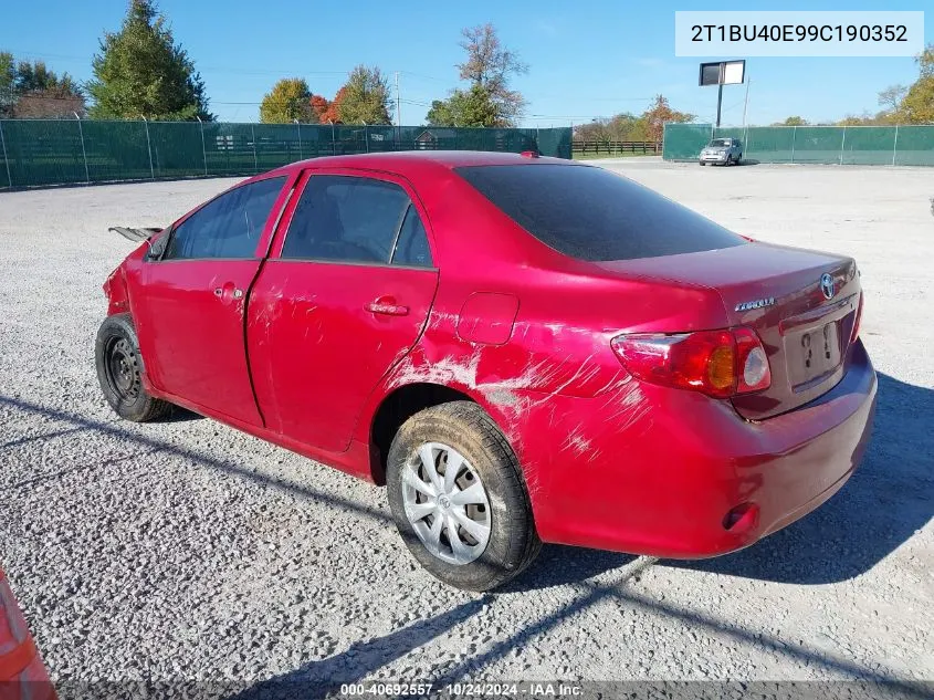 2009 Toyota Corolla Le VIN: 2T1BU40E99C190352 Lot: 40692557