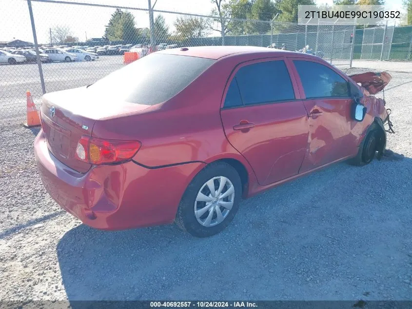 2009 Toyota Corolla Le VIN: 2T1BU40E99C190352 Lot: 40692557