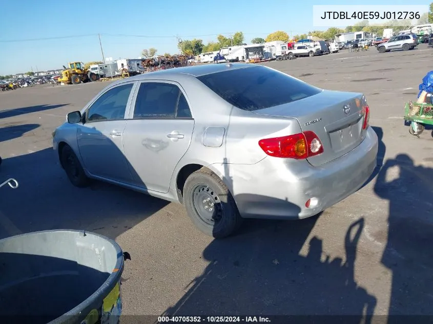 2009 Toyota Corolla Le VIN: JTDBL40E59J012736 Lot: 40705352