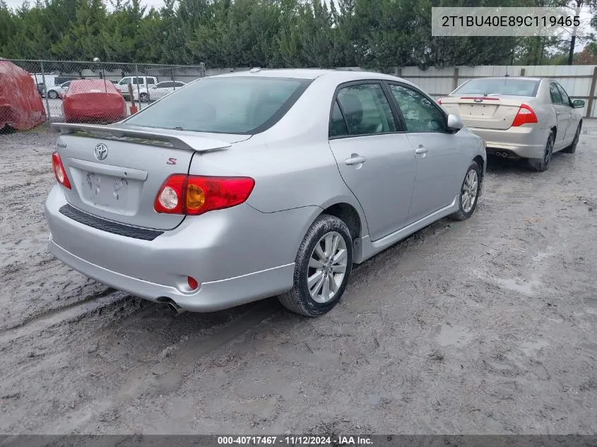 2009 Toyota Corolla S VIN: 2T1BU40E89C119465 Lot: 40717467