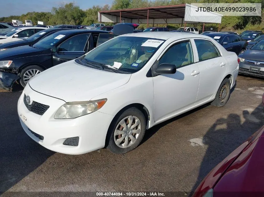 2009 Toyota Corolla VIN: JTDBL40E499023986 Lot: 40744094