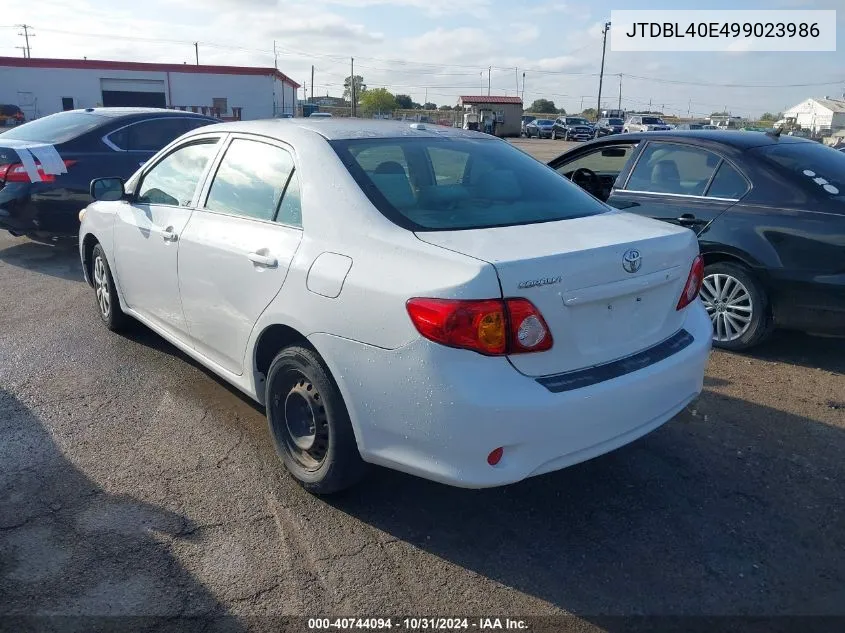 2009 Toyota Corolla VIN: JTDBL40E499023986 Lot: 40744094