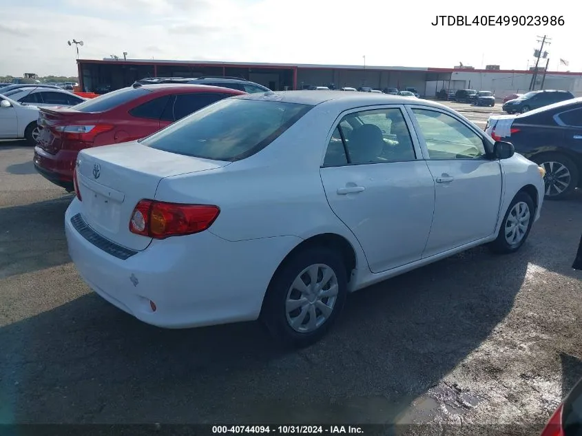 2009 Toyota Corolla VIN: JTDBL40E499023986 Lot: 40744094