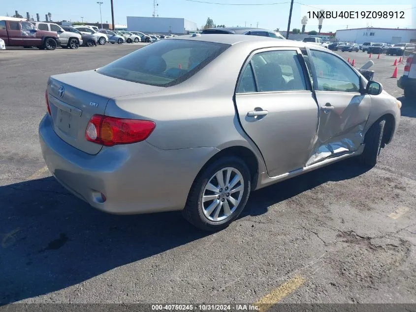 2009 Toyota Corolla Xle VIN: 1NXBU40E19Z098912 Lot: 40750245