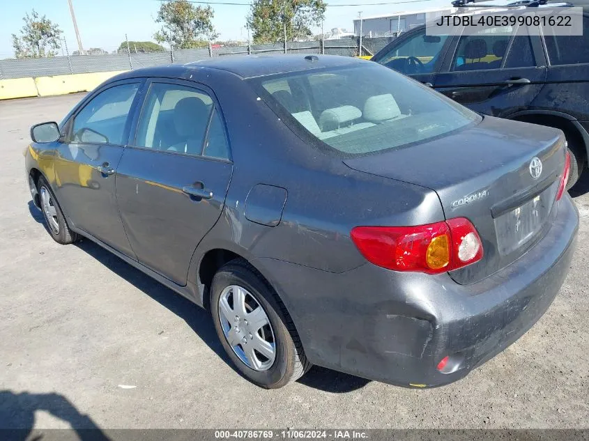 2009 Toyota Corolla Le VIN: JTDBL40E399081622 Lot: 40786769