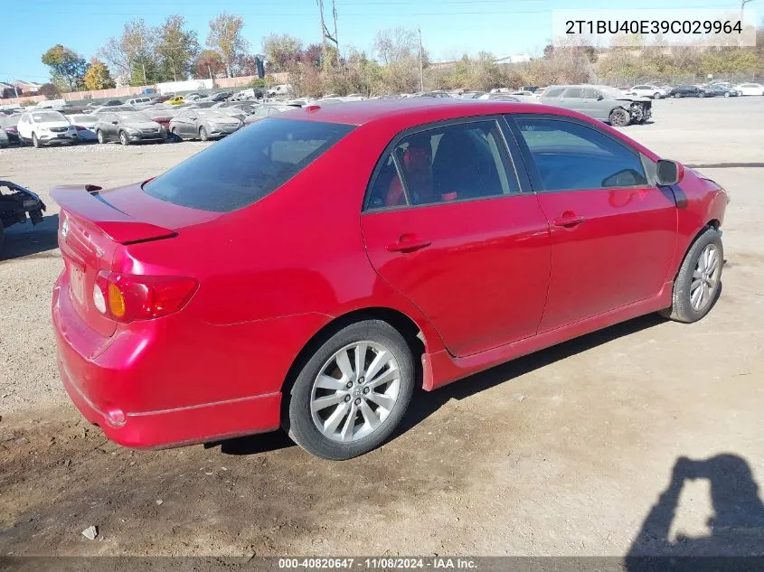 2009 Toyota Corolla S VIN: 2T1BU40E39C029964 Lot: 40820647