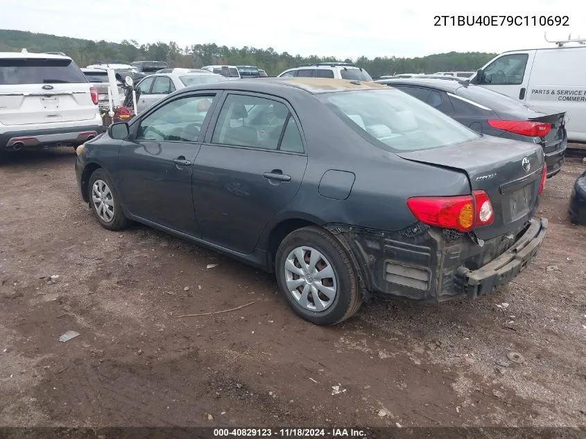 2009 Toyota Corolla Le VIN: 2T1BU40E79C110692 Lot: 40829123