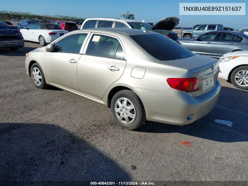 2009 Toyota Corolla Le VIN: 1NXBU40E89Z151637 Lot: 40843301