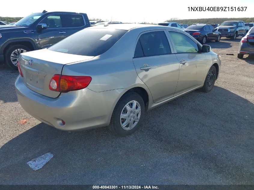 2009 Toyota Corolla Le VIN: 1NXBU40E89Z151637 Lot: 40843301