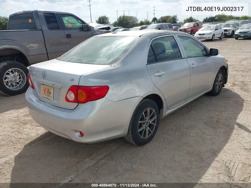 2009 Toyota Corolla Le VIN: JTDBL40E19J002317 Lot: 40864070