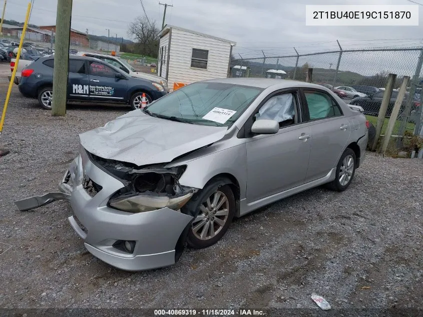 2009 Toyota Corolla S VIN: 2T1BU40E19C151870 Lot: 40869319