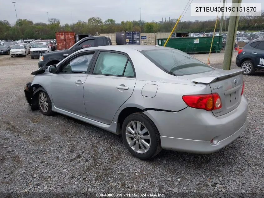 2009 Toyota Corolla S VIN: 2T1BU40E19C151870 Lot: 40869319