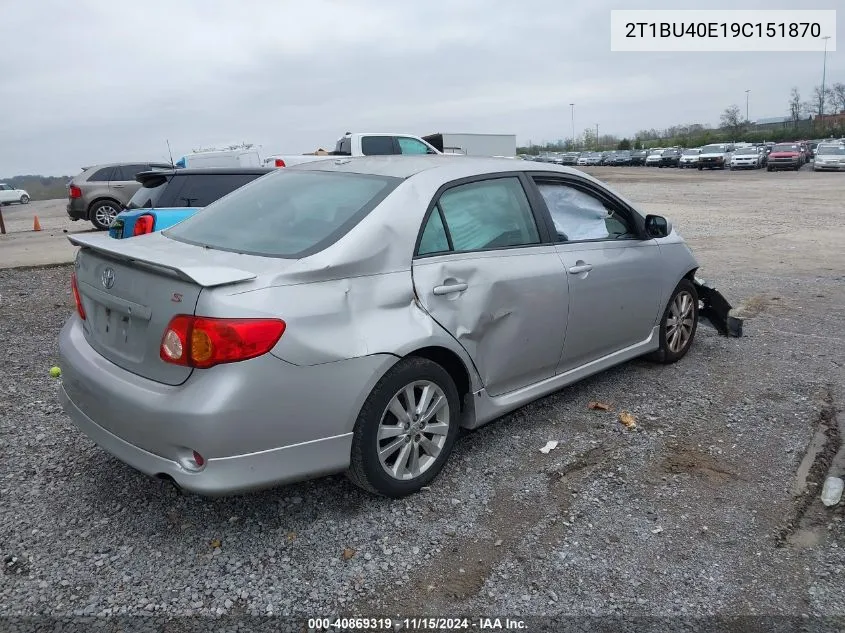 2009 Toyota Corolla S VIN: 2T1BU40E19C151870 Lot: 40869319