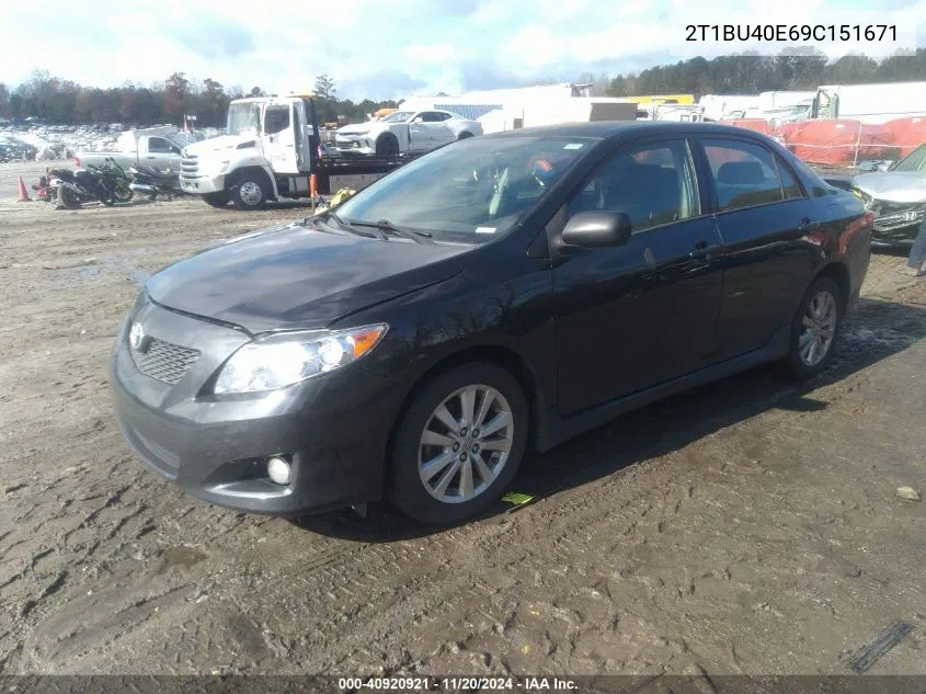 2009 Toyota Corolla S VIN: 2T1BU40E69C151671 Lot: 40920921