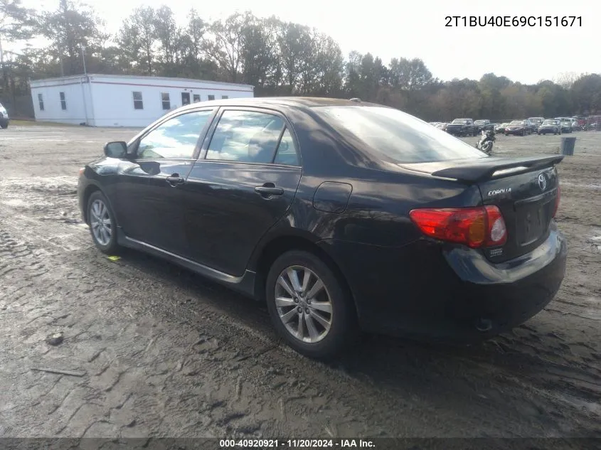 2009 Toyota Corolla S VIN: 2T1BU40E69C151671 Lot: 40920921