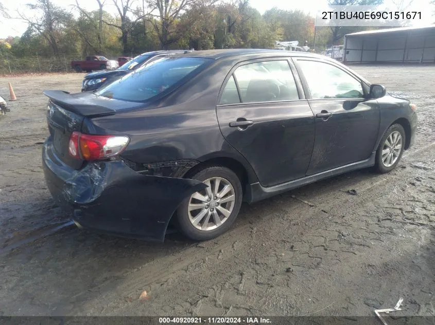 2009 Toyota Corolla S VIN: 2T1BU40E69C151671 Lot: 40920921