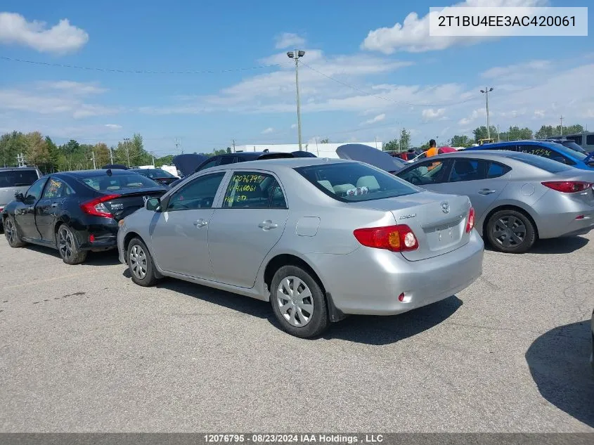 2010 Toyota Corolla VIN: 2T1BU4EE3AC420061 Lot: 12076795