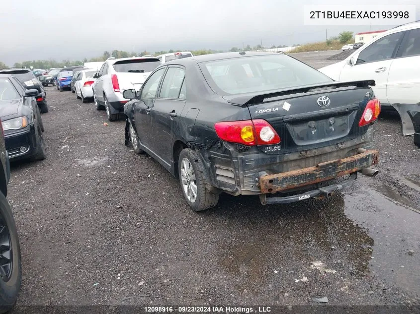 2010 Toyota Corolla S VIN: 2T1BU4EEXAC193998 Lot: 12098916