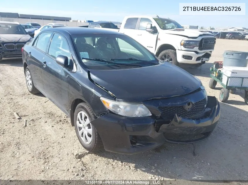 2010 Toyota Corolla Ce VIN: 2T1BU4EE8AC326726 Lot: 12103110