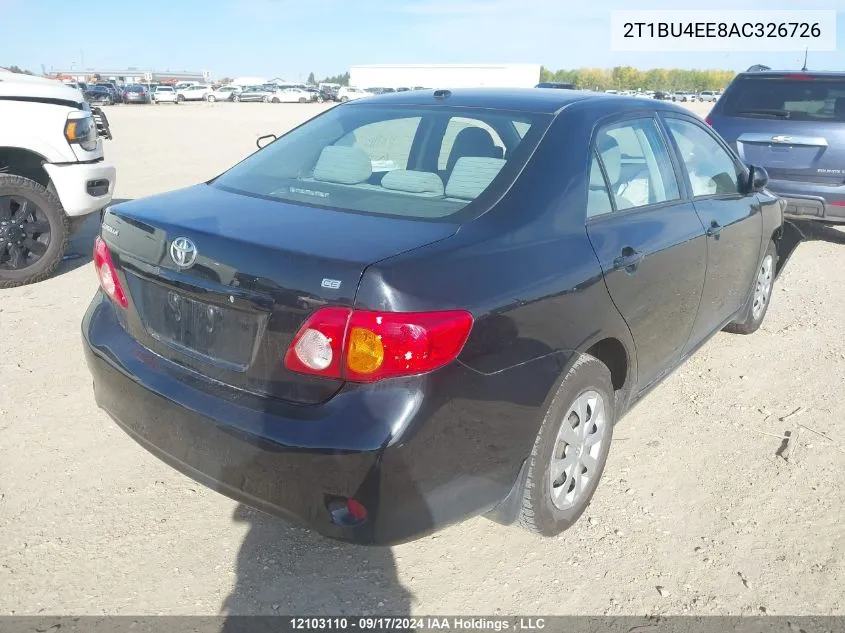 2010 Toyota Corolla Ce VIN: 2T1BU4EE8AC326726 Lot: 12103110