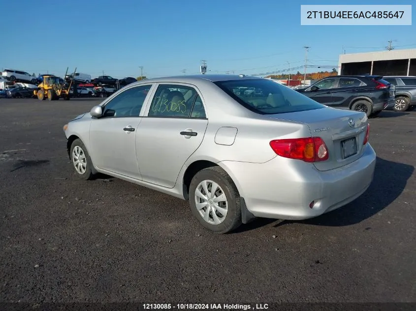 2010 Toyota Corolla S/Le/Xle VIN: 2T1BU4EE6AC485647 Lot: 12130085