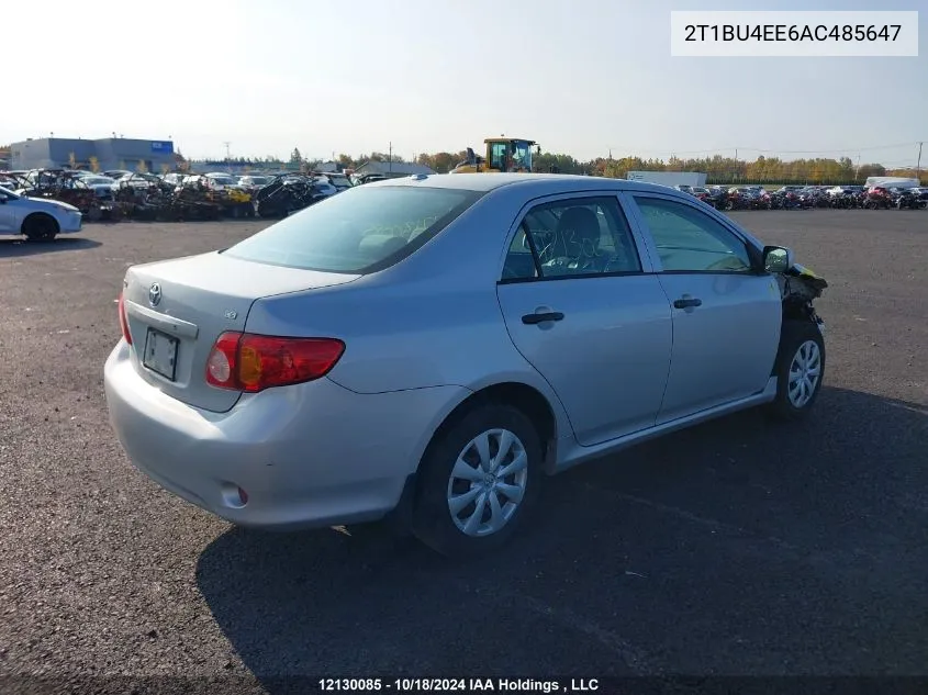 2010 Toyota Corolla S/Le/Xle VIN: 2T1BU4EE6AC485647 Lot: 12130085