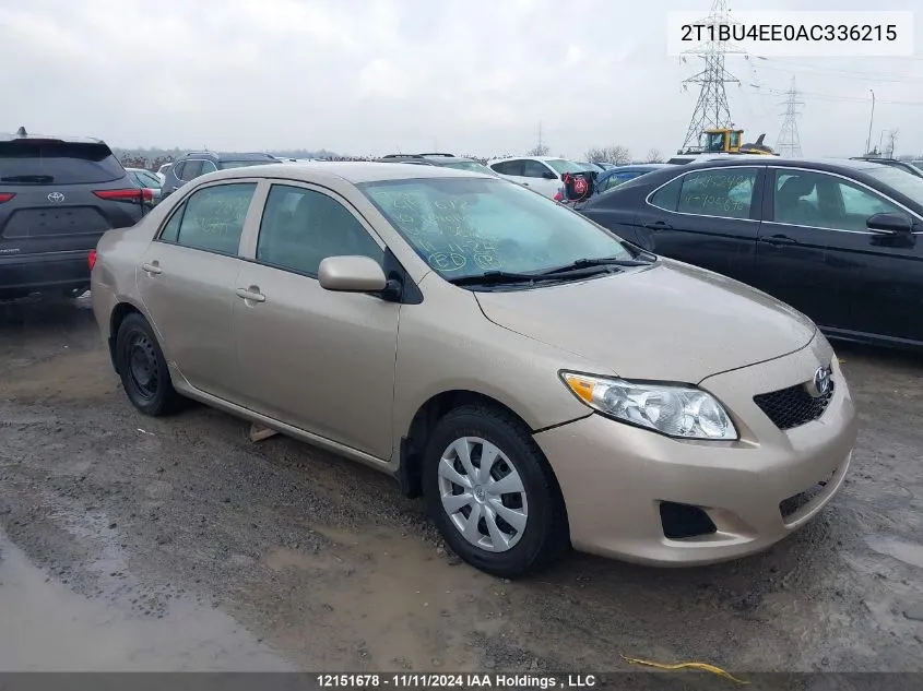 2010 Toyota Corolla VIN: 2T1BU4EE0AC336215 Lot: 12151678