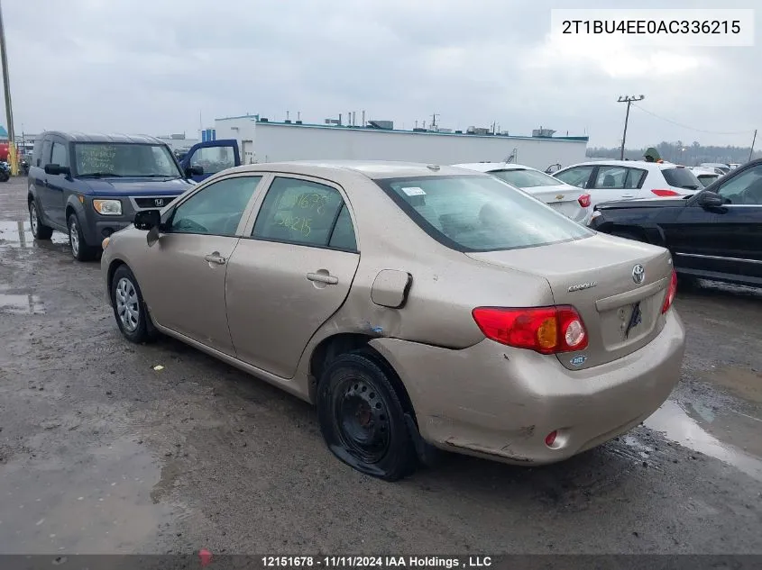 2010 Toyota Corolla VIN: 2T1BU4EE0AC336215 Lot: 12151678