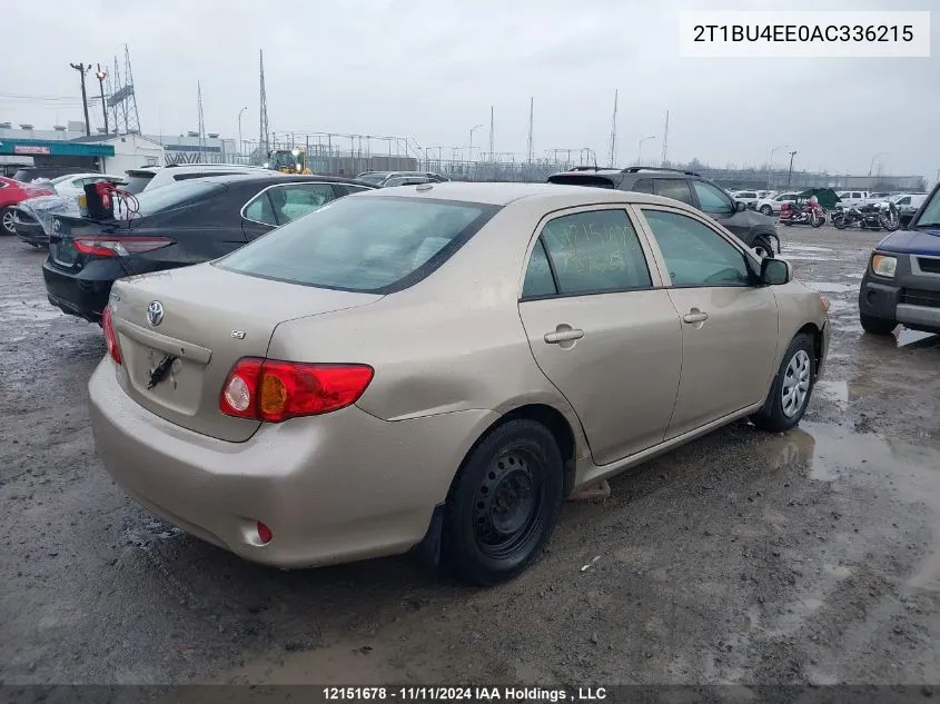 2010 Toyota Corolla VIN: 2T1BU4EE0AC336215 Lot: 12151678