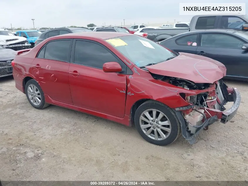 2010 Toyota Corolla S VIN: 1NXBU4EE4AZ315205 Lot: 39289372