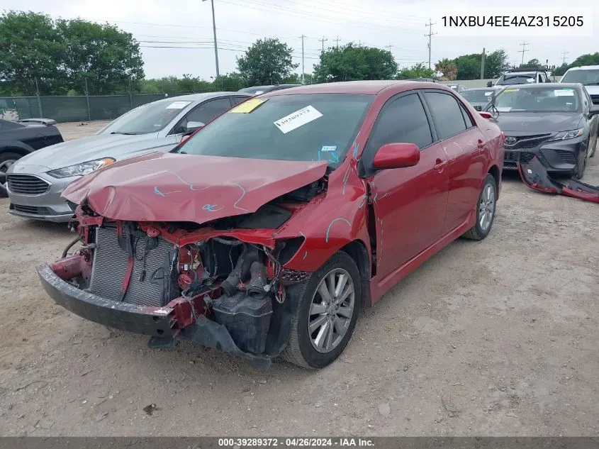 2010 Toyota Corolla S VIN: 1NXBU4EE4AZ315205 Lot: 39289372