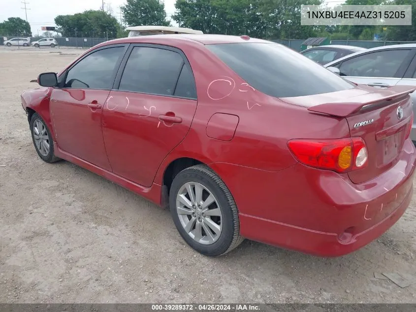 2010 Toyota Corolla S VIN: 1NXBU4EE4AZ315205 Lot: 39289372