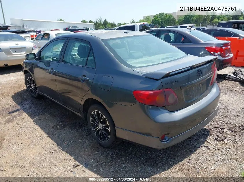 2010 Toyota Corolla S VIN: 2T1BU4EE2AC478761 Lot: 39290512