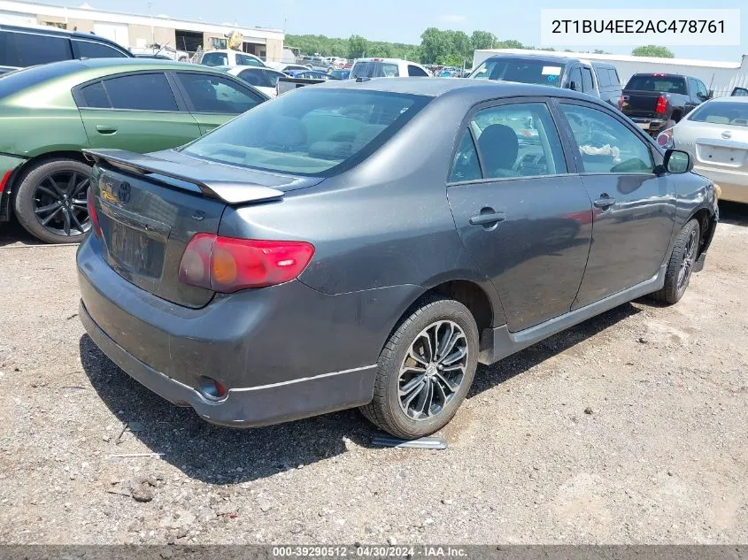 2010 Toyota Corolla S VIN: 2T1BU4EE2AC478761 Lot: 39290512