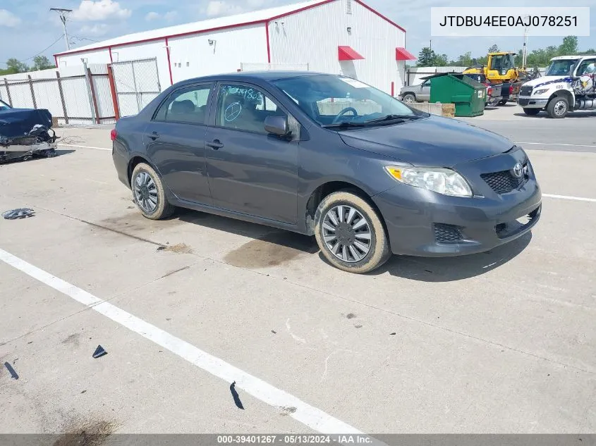 2010 Toyota Corolla Le VIN: JTDBU4EE0AJ078251 Lot: 39401267