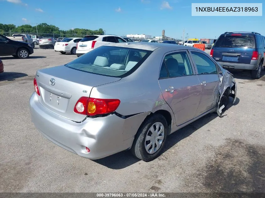 2010 Toyota Corolla Le VIN: 1NXBU4EE6AZ318963 Lot: 39796063