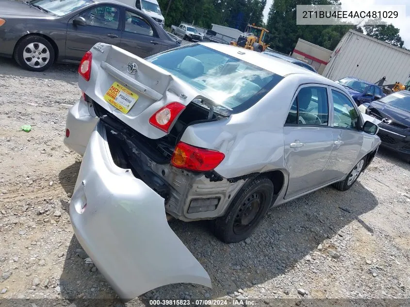 2010 Toyota Corolla Le VIN: 2T1BU4EE4AC481029 Lot: 39815823